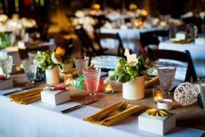 Burlap and colorful Table Setting