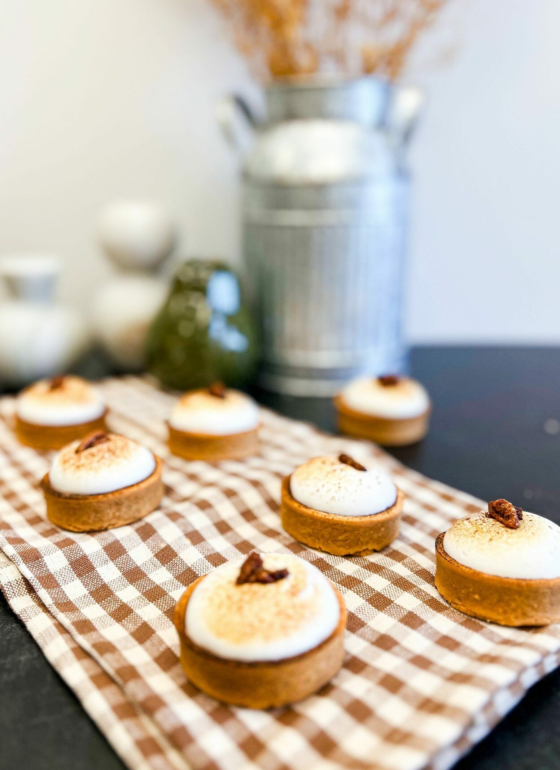 Vegan Pumpkin Tarts on a checkered napkin